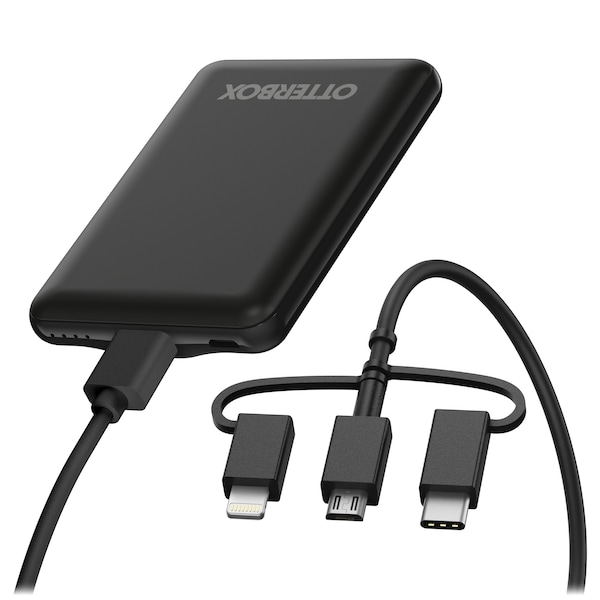 Otterbox Mobile Charging Kit Power Bank 5,000 Mah And 3 In 1 Cable 1m, Black - 78-80638