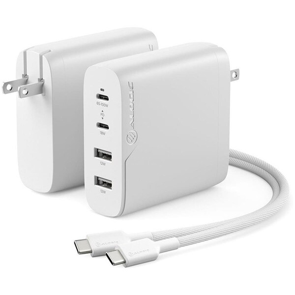Alogic 4 x 100 Rapid Power 4 Port 100W Gan Charger, White - WCG4X100-US