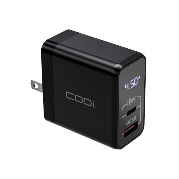 Codi CODi 30W Wall Charger w/ USB-C & USB-A Charging Ports - 30 W - Black, White - A01104