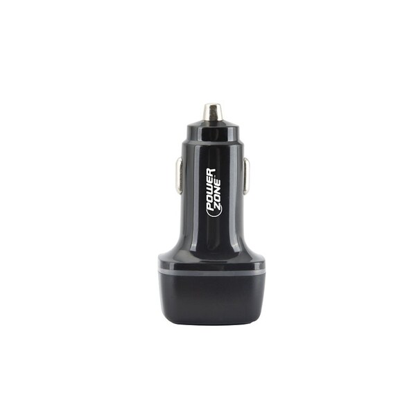 Powerzone Dual USB Car Charger, 12 to 24 V Input, 5 V Output, 2.4 A Charge, Black - U53