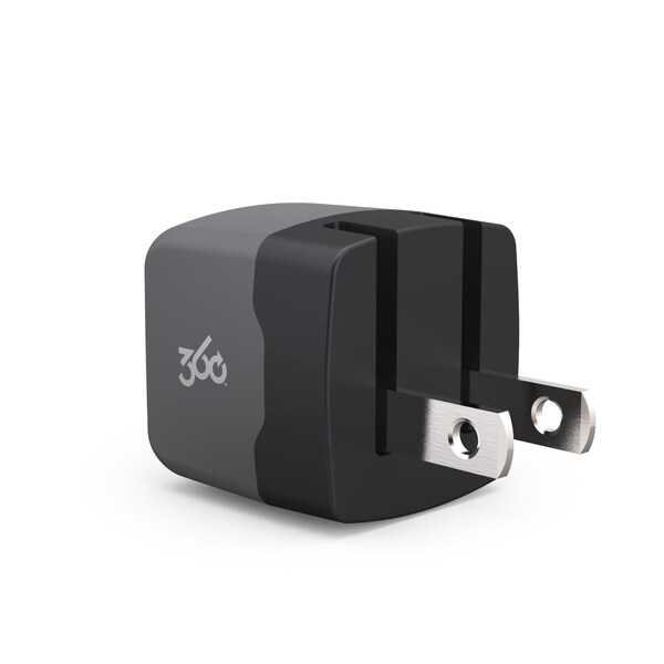 360 Electrical Vivid 1.0 Wall Charger w/ 1.0A 1-Port USB Grey - 360538-5CA8ES