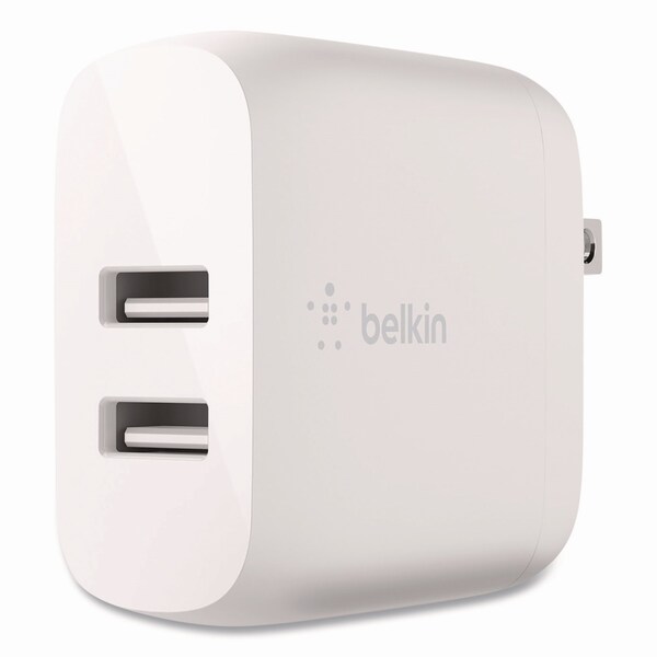 Belkin BOOST CHARGE Dual USB-A Wall Charger, White - WCB002DQWH