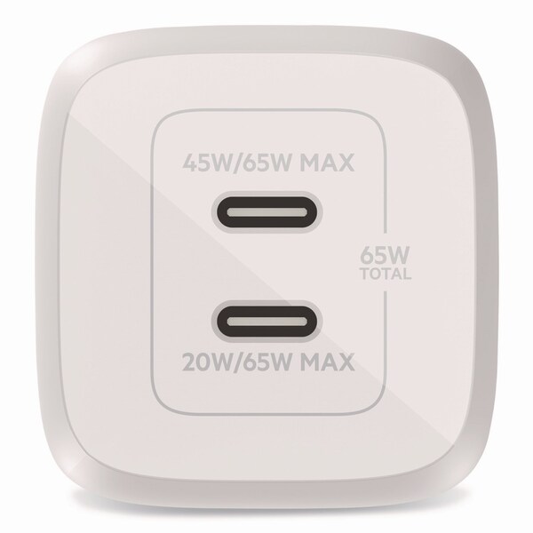 Belkin BOOST CHARGE Pro Dual USB-C GaN Wall Charger with PPS, White - WCH013DQWH