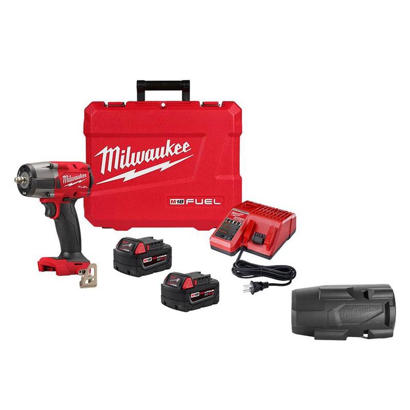 Llave de impacto inalámbrica de 3/8 pulgadas Milwaukee M18 FUEL GEN-2 18V con anillo de fricción, kit con bota - 2960-22-49-16-2960