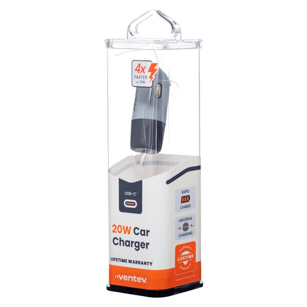 Ventev 20W USB C PD Car Charger, Dark Gray - CC20-HD257360