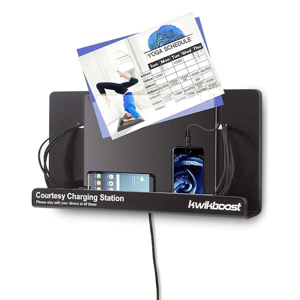 Luxor KwikBoost Basic Courtesy Charging Station, Wall Mounted with Acrylic Sign Holder - KB99034