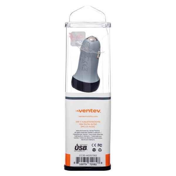 Ventev 30W USB C PPS Car Charger, Dark Gray - CC30-HD257362
