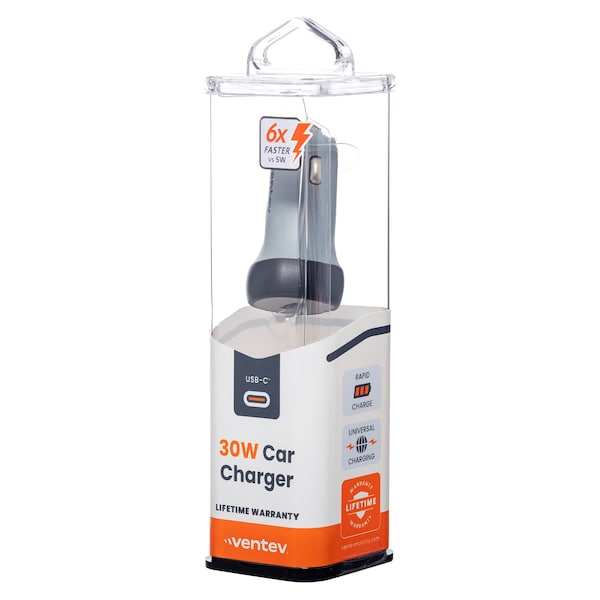 Ventev 30W USB C PPS Car Charger, Dark Gray - CC30-HD257362
