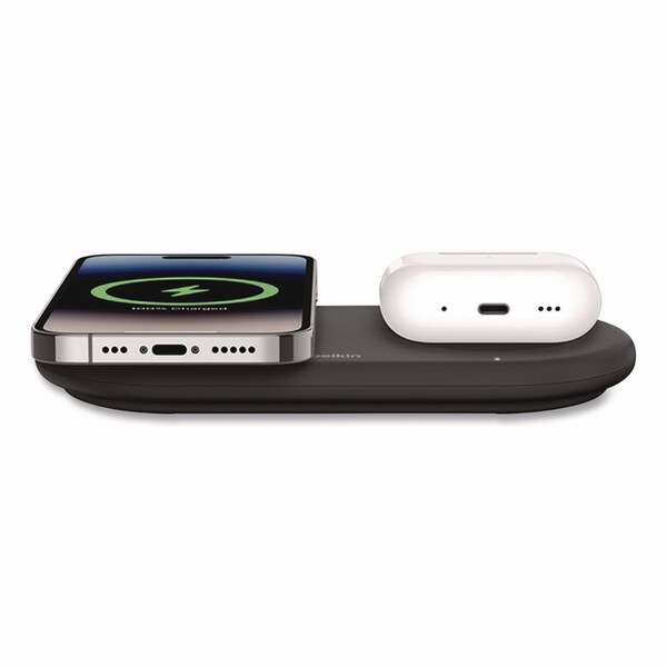 Belkin BOOST CHARGE Pro 2-in-1 Magnetic Wireless Charging Pad with Qi2, USB-C, 15 W, Black - WIZ021TTBK