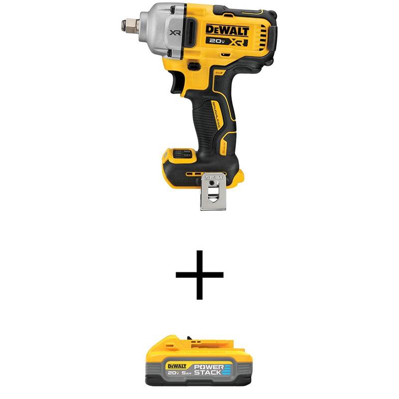 Llave de impacto inalámbrica DEWALT 20V MAX XR de 1/2 pulgadas con batería POWERSTACK 20V 5.0Ah - DCF891BWDCBP520