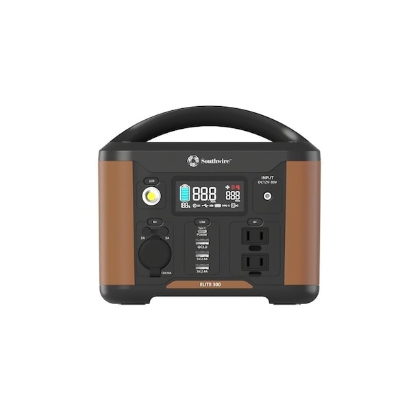 Southwire Elite 500 Series Portable Power Station, 12 VDC, 4-Port, 2-Outlet, 3 Prong Plug - 53251