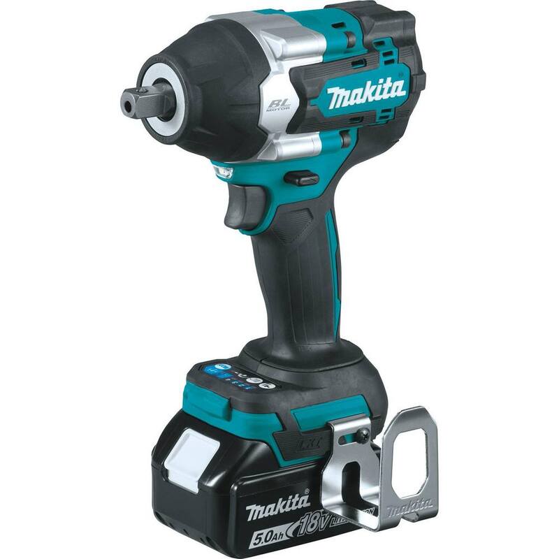 Llave de impacto inalámbrica sin escobillas de 4 velocidades de torsión media de 1/2 pulgadas con batería de litio 18V LXT y yunque de retención, 5.0Ah - XWT18T