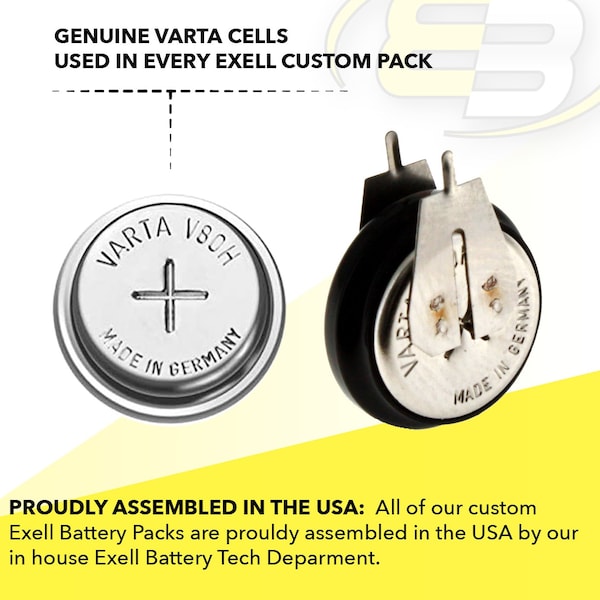 Exell Battery 1.2V 80mAh 2-PIN Button Cell Battery for GPS terminal, GPS-Tracker - 1/V80H-2P