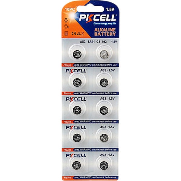 Pkcell 1.5V Alkaline Button Cell Battery, Pack of 10 - PK130281
