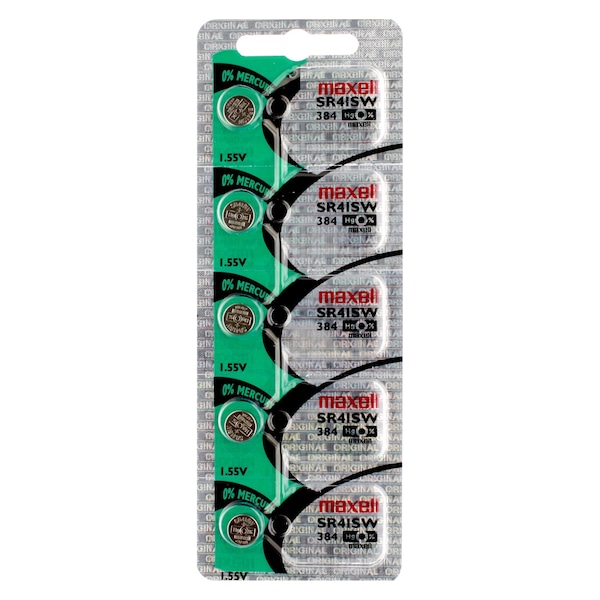 Maxell Silver Oxide SR41SW High Drain Watch Battery Replaces 384, 392, MD384, PK 5 - SR41SW