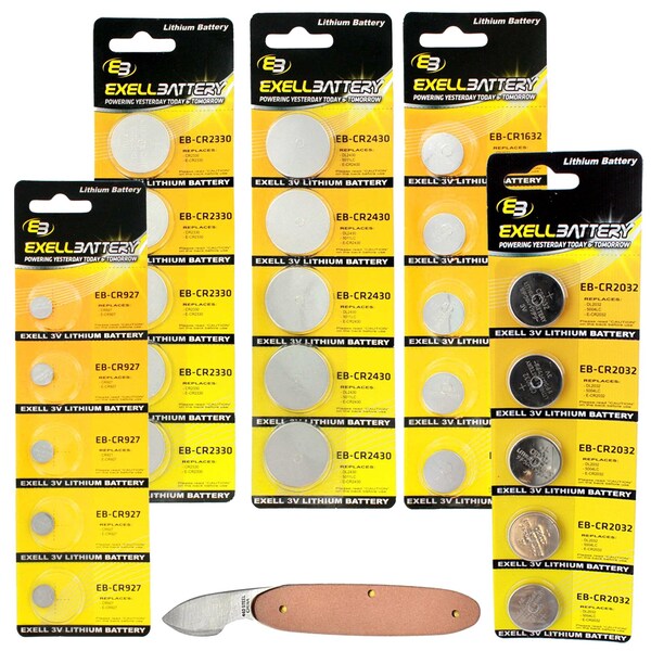 Exell Battery 26pc Essential Batteries Kit CR927 CR2330 CR1632 CR2032 CR2430 & Watch Opener - EB-KIT-121