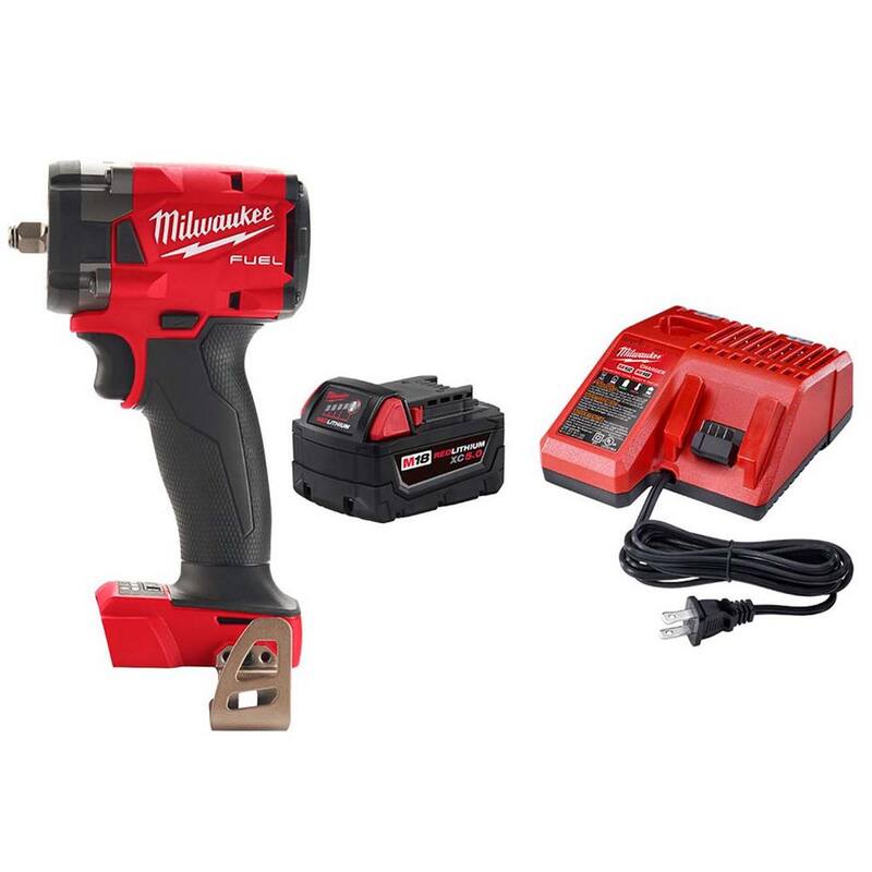 Milwaukee M18 FUEL GEN-3 18V Llave de Impacto Inalámbrica Compacta de 3/8 pulg. con Motor sin Escobillas de Iones de Litio con una batería de 5.0Ah y Cargador - 2854-20-48-59-1850
