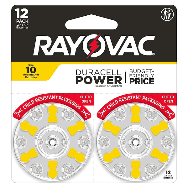 Rayovac Hearing Aid BATT, 1.4V DC, 100 mAh CA, PK12 - 10CR-12ROVUS