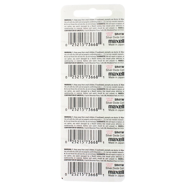 Maxell Silver Oxide Watch Battery SR41W High Drain Replaces 392, PK 5 - SR41W