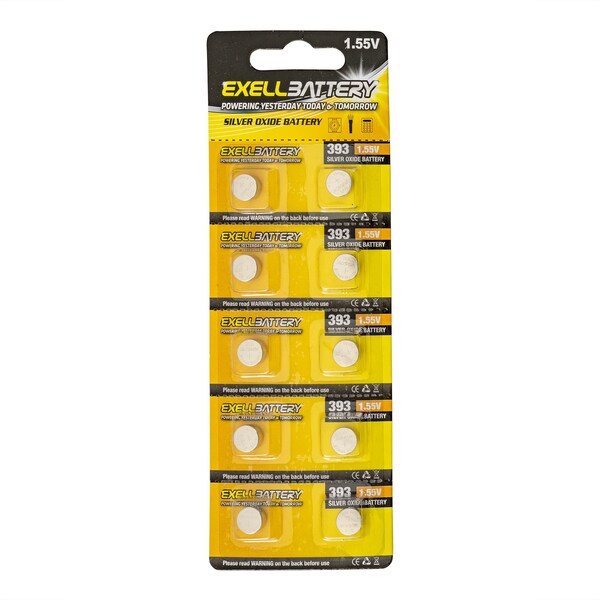 Exell Battery 10pk Exell Silver Oxide 1.55V Watch Battery Replaces SR48 393 - EB-SR754