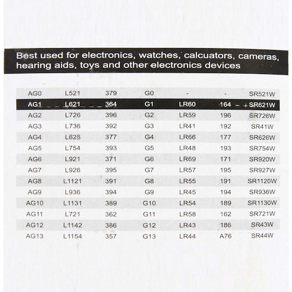 Exell Battery 10pk Exell Silver Oxide 1.5V Watch Battery for SR621SW, 364 - EB-SR621