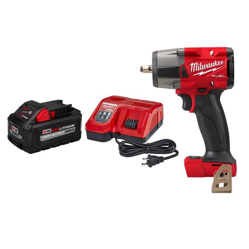 Milwaukee M18 FUEL GEN-2 18V Llave de impacto inalámbrica de iones de litio de medio torque sin escobillas de 3/8 pulg. Anillo de fricción con kit de inicio de 8.0Ah - 2960-20-48-59-1880