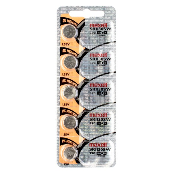 Maxell Silver Oxide Watch Battery SR1130SW Low Drain Replaces 390, PK 5 - SR1130SW