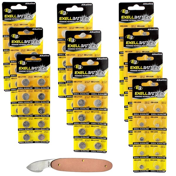 Exell Battery 101pc Essential Batteries Kit L1154 L626 L1131 & Watch Opener - EB-KIT-145
