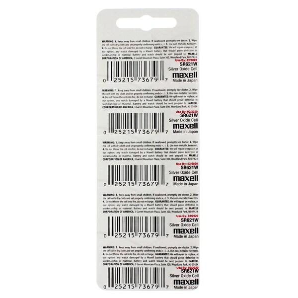Maxell Silver Oxide SR621W High Drain Watch Battery Replaces 363, MD363, PK 5 - SR621W