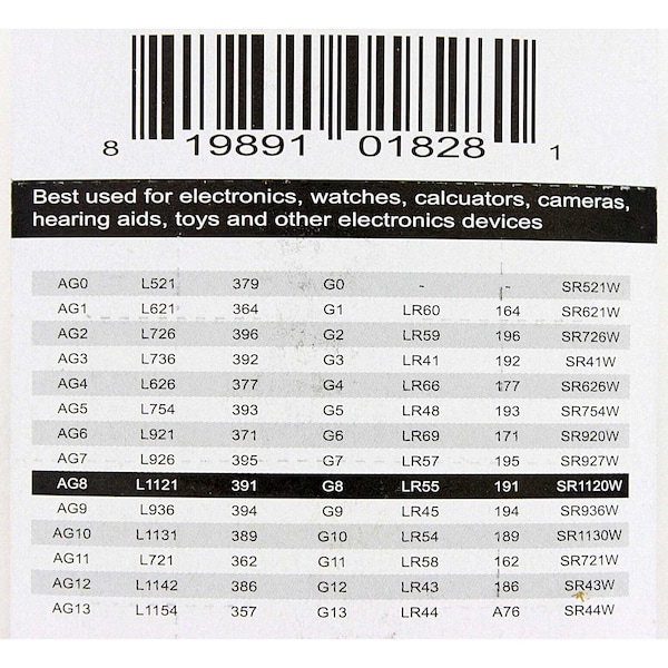 Exell Battery 10p Exell Alkaline 1.5V Watch Battery Replaces AG8 LR1120 391 - EB-L1121