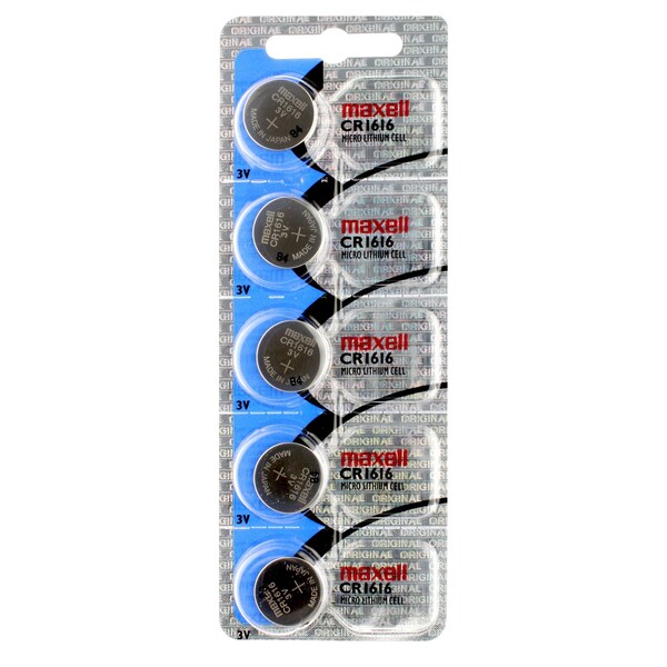 Maxell 3V Lithium Coin Cell Battery CR1616 Replaces DL1616, BR1616, PK 5 - MCR1616
