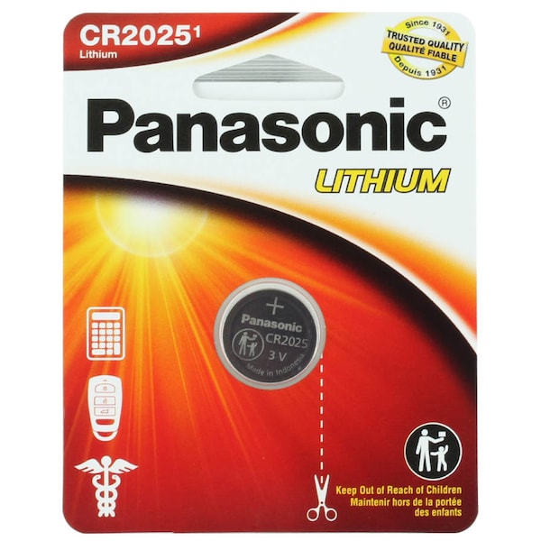 Panasonic 3V Lithium Coin Cell Battery Replace ECR2025, BR2025, 208-205, DL20256B - CR2025PA/1BL