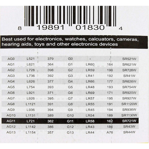 Exell Battery 10pk Exell Alkaline 1.5V Watch Battery Replaces AG11 LR721 361 - EB-L721