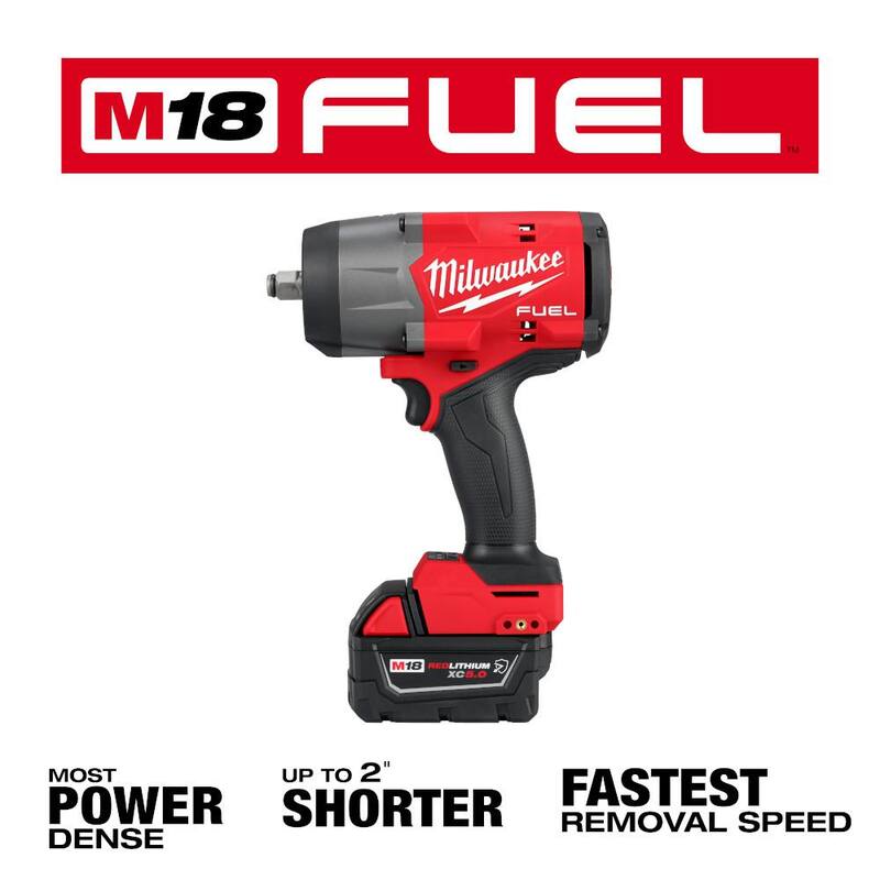 Llave de impacto de alto torque inalámbrica Milwaukee M18 FUEL 18V de ion de litio sin escobillas de 1/2 pulgada con anillo de fricción, kit FORGE y bota protectora - 2967-21F-49-16-2967