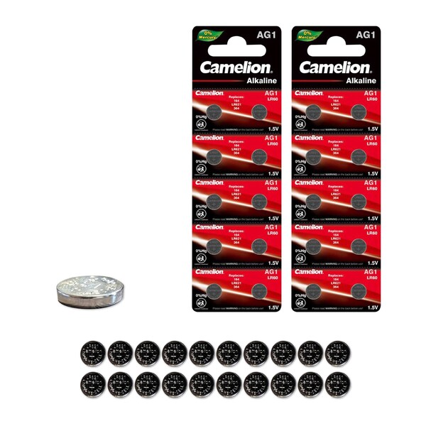Camelion AG1 1.5V Alkaline Button Cell Battery 20PK - AG1-BP10-2