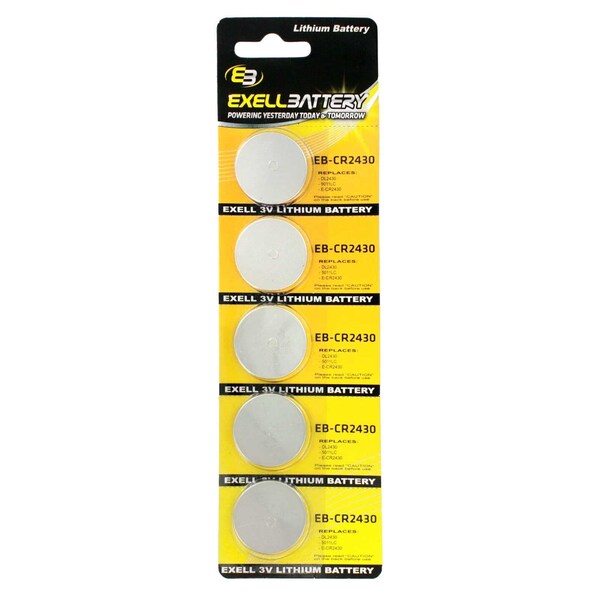 Exell Battery 5pack Exell 3V Lithium Coin Cell Battery Replaces DL2430 - EB-CR2430