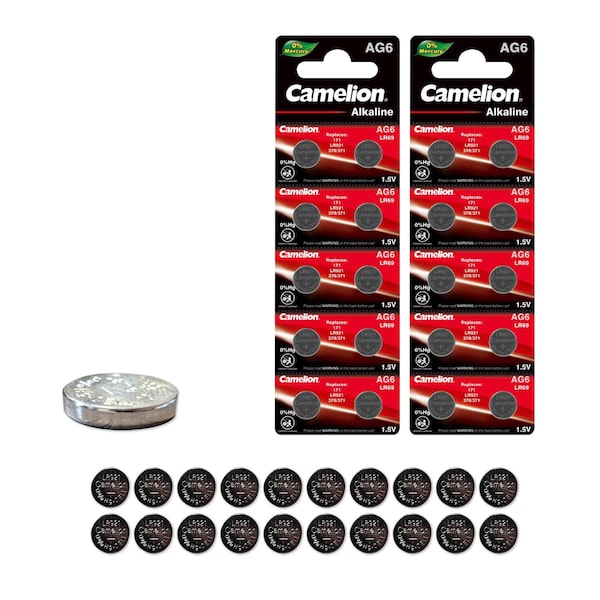 Camelion AG6 1.5V Alkaline Button Cell Battery 20PK - AG6-BP10-2