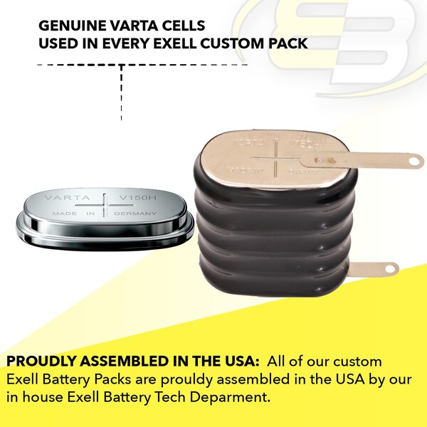 Exell Battery 5/V150H 6V 150mAh NiMH Button Cell Battery with Tabs - 5/V150H-TABS