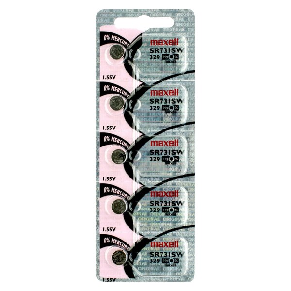 Maxell Silver Oxide Watch Battery SR731SW Low Drain Replaces 329, PK 5 - SR731SW