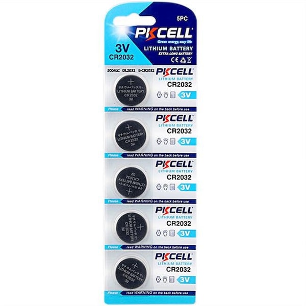 Pkcell PK Cell CR2032-5B 3.0V Lithium Manganese Dioxide Battery; Pack of 5 - CR2032-5B