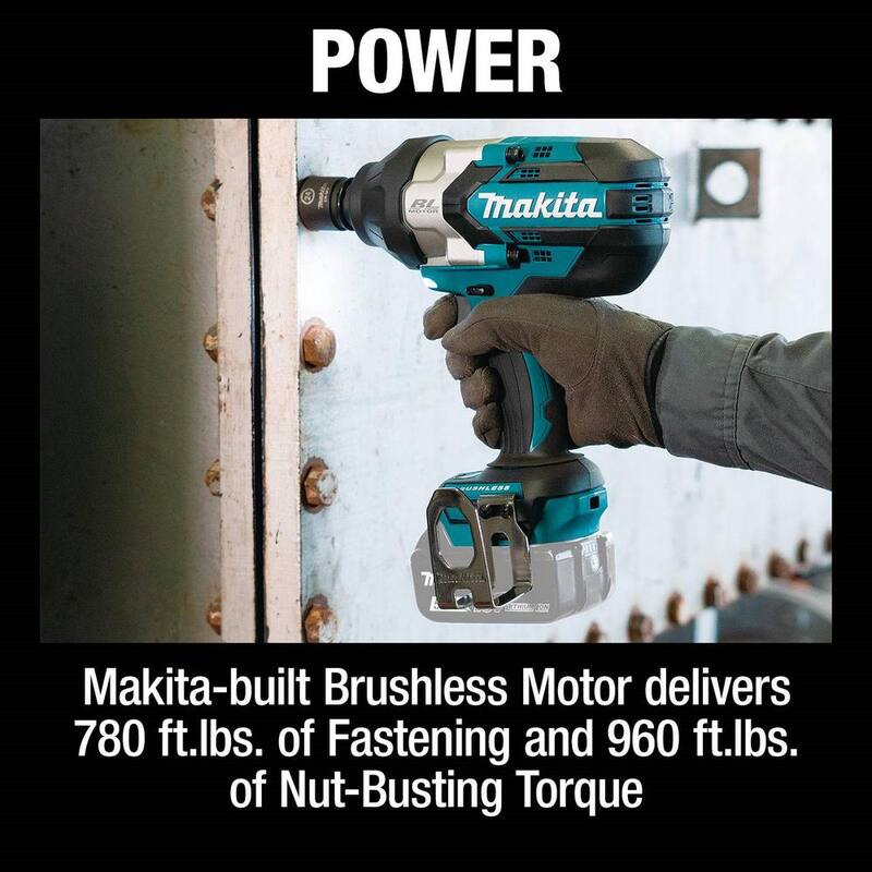 Atornillador de impacto inalámbrico Makita de 18 voltios LXT de iones de litio sin escobillas de 3 velocidades y 1/2 pulgadas con yunque de retención (solo herramienta) - XWT19XVZ.