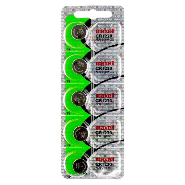 Maxell 3V Lithium Coin Cell Battery CR1220 Replaces DL1220, BR1220, PK 5 - MCR1220