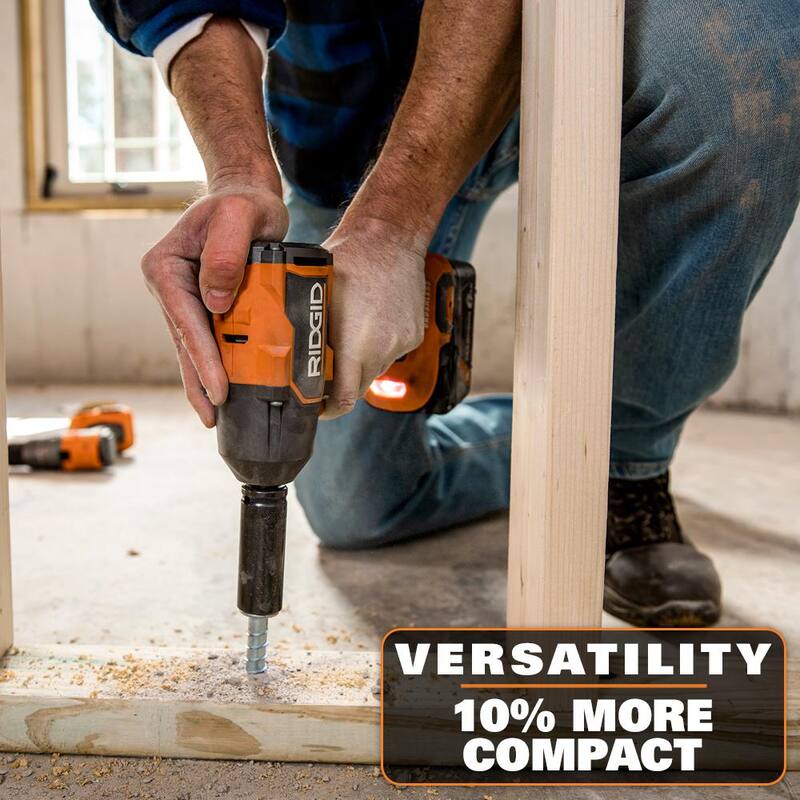 Llave de impacto de medio torque RIDGID de 18V sin escobillas 4 modos 1/2 in con pasador de retención, batería MAX de 4.0 Ah y cargador - R86012PDK