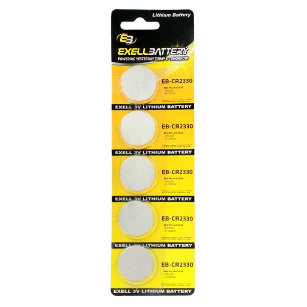 Exell Battery 5pack Exell 3V Lithium Coin Cell Battery Replaces DL2330 - EB-CR2330
