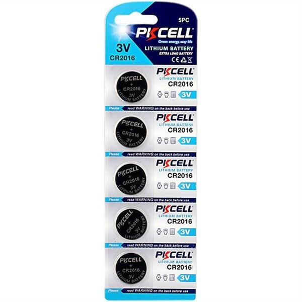 Pkcell PK Cell CR2016-5B 3.0V Flat Lithium Manganese Battery; Pack of 5 - CR2016-5B