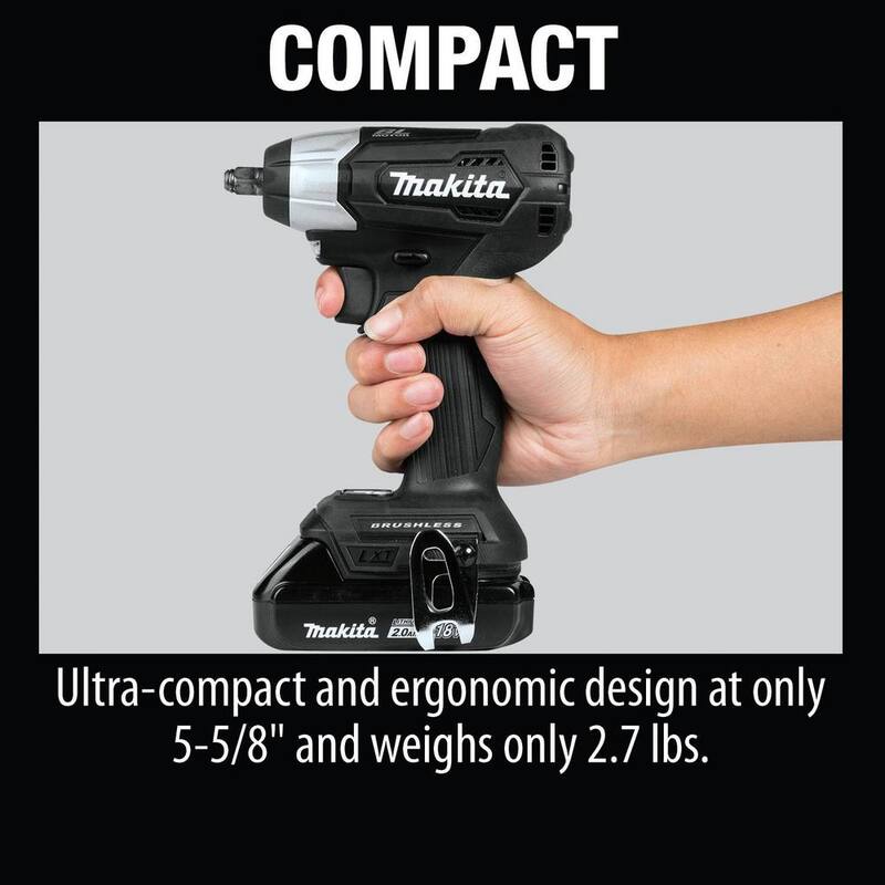 Juego de llave de impacto inalámbrica sin escobillas de iones de litio subcompacta de 3/8 pulgadas Makita 18V LXT - XWT12RB