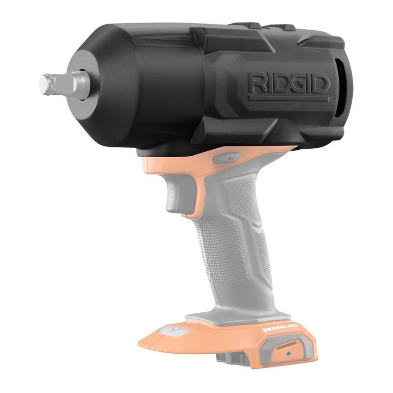 Llave de impacto inalámbrica sin escobillas RIDGID de 18V y 3/4 de pulgada de alto torque (solo herramienta) con bota protectora - R86312B-AC13B07