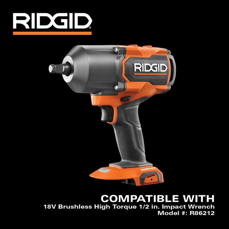 Llave de impacto inalámbrica sin escobillas RIDGID de 18V y 3/4 de pulgada de alto torque (solo herramienta) con bota protectora - R86312B-AC13B07