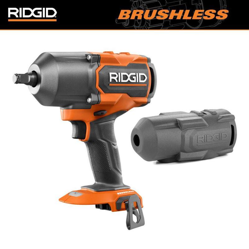 Llave de impacto inalámbrica sin escobillas RIDGID de 18V y 3/4 de pulgada de alto torque (solo herramienta) con bota protectora - R86312B-AC13B07