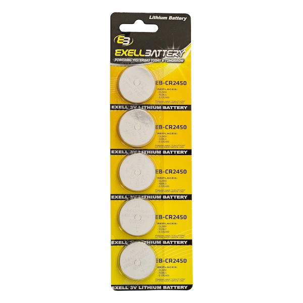 Exell Battery 5pack Exell 3V Lithium Coin Cell Battery Replaces DL2450 - EB-CR2450